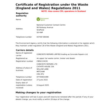 Environment Agency CRL